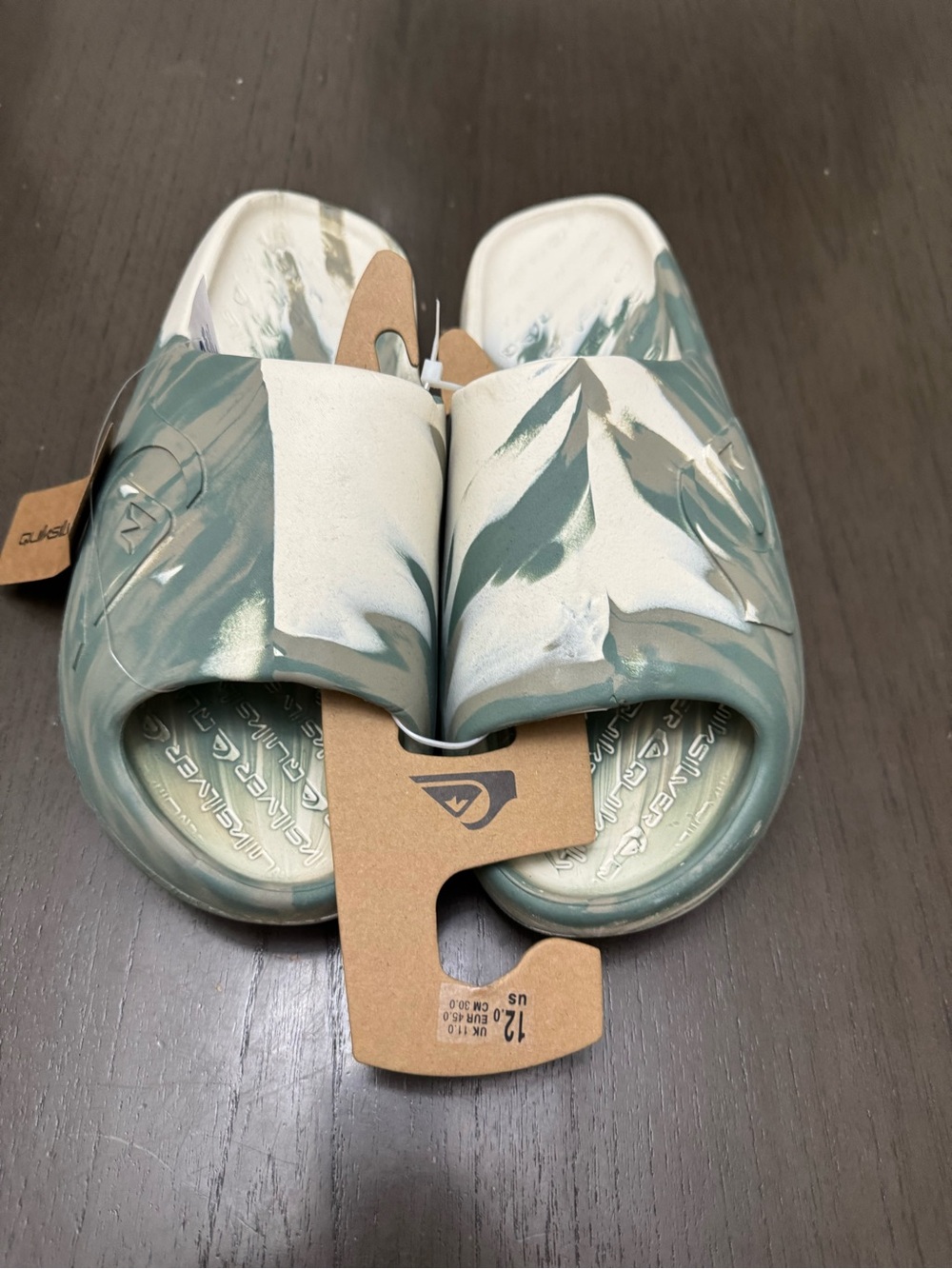 Quiksilver Marbled Teal & Cream Slide Sandals